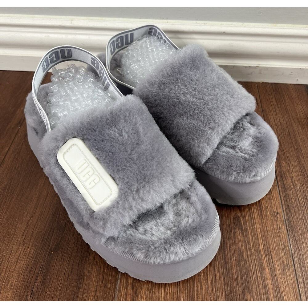 UGG Soft Amethyst Plush Shearling Disco Platform Cozy Slide Sandals - Picture 5 of 11